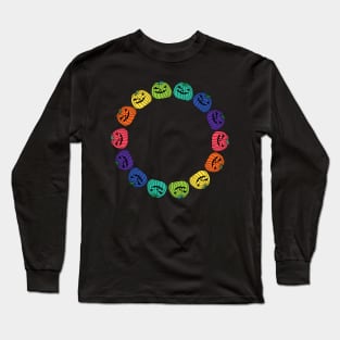 Rainbow Spooky Halloween Pumpkin Ring Long Sleeve T-Shirt